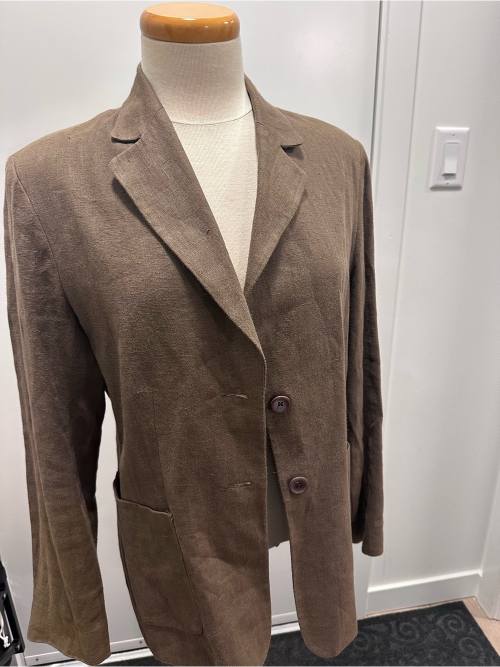 Brown vintage 100% linen blazer